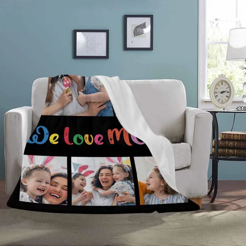 Miniatura 2 de InterestPrint Regalos personalizados para mamá, manta personalizada con fotos y fotos familiares, regalos de cumpleaños para el día de la madre