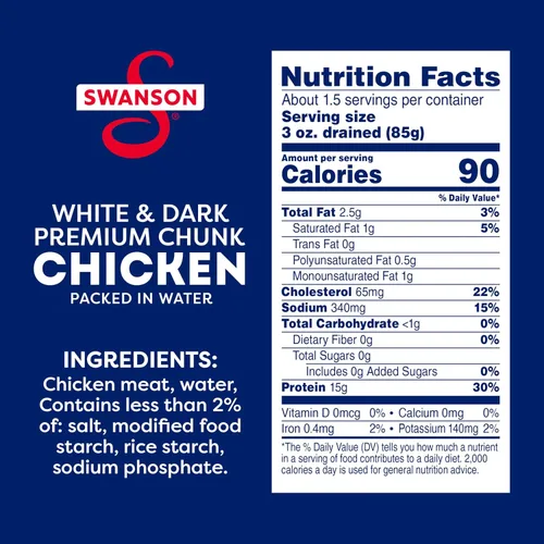 Miniatura 2 de SWANSON S Pechuga de pollo blanca y oscura premium enlatada en agua, pollo totalmente cocinado, lata de 9.75 OZ