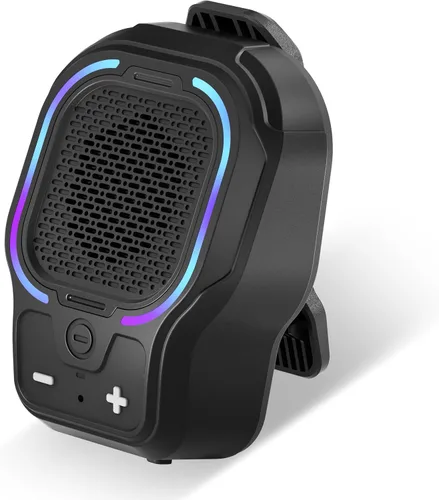 Miniatura 9 de Altavoz Bluetooth portátil, altavoz inalámbrico portátil con clip magnético, mini altavoz de sonido de alta fidelidad con 3 modos de luz, micrófono