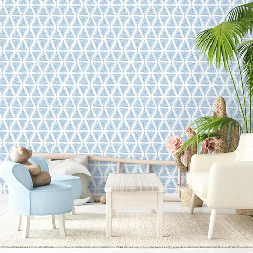 Miniatura 4 de Guvana Papel tapiz geométrico azul y blanco para despegar y pegar, 16.14 x 197 pulgadas, moderno, autoadhesivo, impermeable, papel de contacto