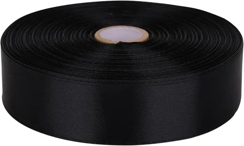 Cinta de satén negra de 1 pulgada de 50 yardas, rollo de cintas de tela sólida para invitaciones de boda, ramos de novia, costura, decoraciones de