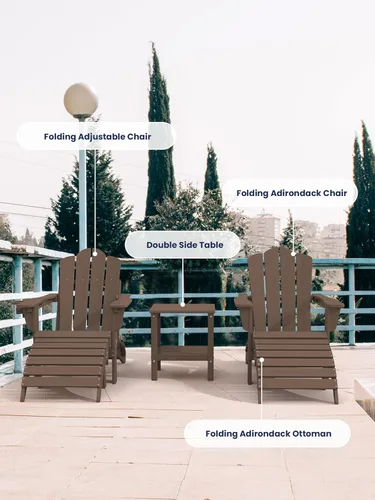 Miniatura 7 de KINGYES Otomana Adirondack plegable para silla Adirondack, color marrón