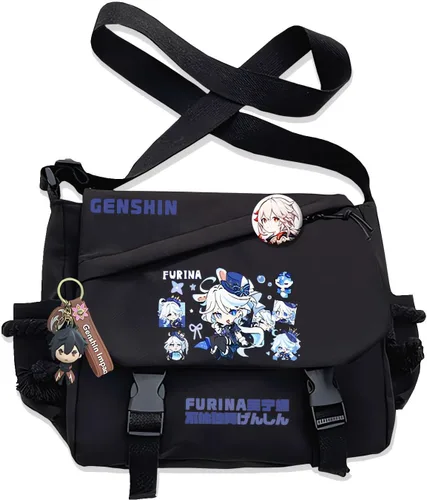 Bolso Furina Crossbody Bag Single Shoulder Bag Adulto Anime 3D Print Mochila Negro Bolsa