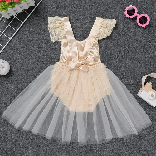 Miniatura 41 de Traje de bebé niña primer cumpleaños traje de encaje tul mameluco princesa tutú vestido de un año cumpleaños pastel Smash fotografía ropa
