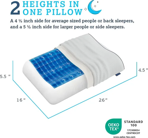 Miniatura 2 de Technogel Anatomic - Almohada de gel refrescante – Cojín ergonómico de gel con ajuste cervical de doble nivel (5.5 y 4.5 pulgadas), núcleo de espuma
