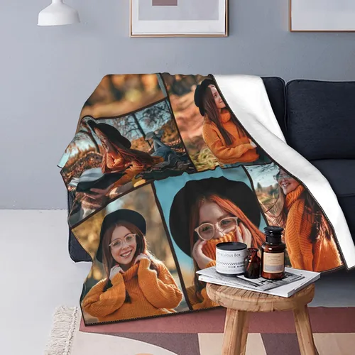 Miniatura 7 de Abybela Mantas personalizadas con fotos, mantas personalizadas con mis propias fotos, manta personalizada, regalos para familiares, amigos, mejores