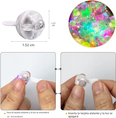 Miniatura 3 de Aogist 100 luces de globo Mutilcolor, luz de bola pequeña impermeable de largo tiempo de espera, lámpara LED redonda para linterna de papel, fiesta