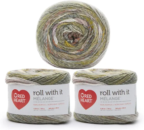 Miniatura 20 de Red Heart Roll with It Sparkle - Hilo de amatista – Paquete de 3 unidades de 5.29 oz/5.3 onzas, mezcla acrílica, 4 medianos (peinado), 561 yardas