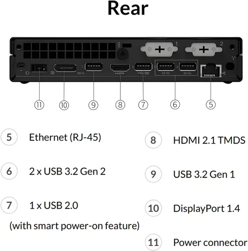 Miniatura 5 de Lenovo ThinkCentre M70q Gen 5 Tiny Desktop, 8GB DDR5 RAM, 256GB PCIe SSD, 1L Mini PC MFF computadora con Office 365, Intel 10-Core i5-14400T, WiFi