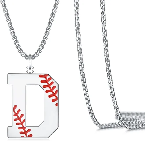 Miniatura 22 de VEEHOO Collar de béisbol para hombres y niños, letra inicial de la A a la Z, joyería de béisbol con colgante de joyería de béisbol para niños