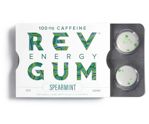 Miniatura 9 de Rev Gum Caffeine Energy Gum Extra Strength 100 mg de cafeína por gema Goma de mascar de menta polar sin azúcar – Masticables bajos en calorías