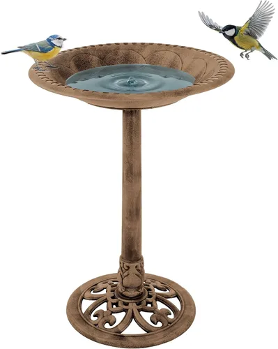 Miniatura 9 de Pure Garden 50-LG1072 Baño para Pájaros Antiguo - Bebedero para Pájaros de Resina Resistente a la Intemperie con Diseño de Volutas Vintage, 3 Verde