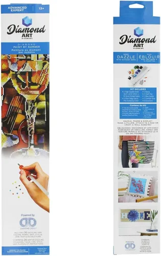 Miniatura 7 de DIAMOND ART BY LEISURE ARTS Kits de pintura de diamantes para adultos de 14 x 16 pulgadas, vino abstracto avanzado, taladro completo, kits de arte