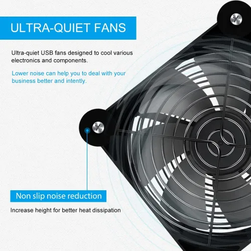 Miniatura 6 de Paquete de 5.512 in, mini ventilador USB para computadora, control de múltiples velocidades, reducción de calor para router, consola de juegos, caja