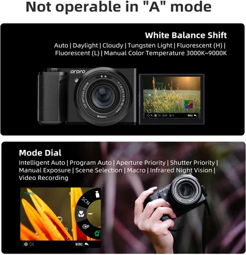 Miniatura 5 de ORDRO Cámaras digitales 5K para fotografía – Cámara creadora de contenido de viaje de 64 MP con zoom óptico 12X y cámara de vlogging de YouTube