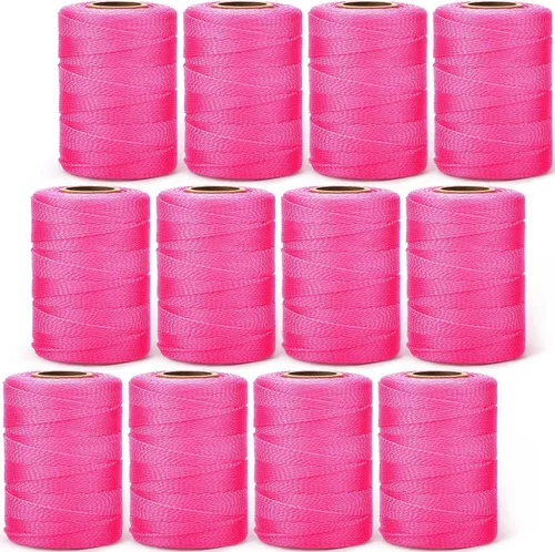 Miniatura 24 de Amylove Línea de cuerda de 6 rollos de nailon trenzado #18, cuerda de construcción trenzada de nailon de 500 pies, cuerda resistente para exteriores