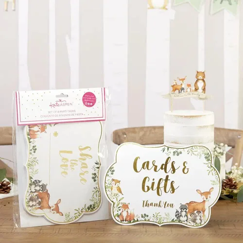 Miniatura 4 de Kate Aspen Decoraciones de baby shower de bosque, kit de letreros decorativos (8 letreros diferentes, letrero de bienvenida para baby shower y más)