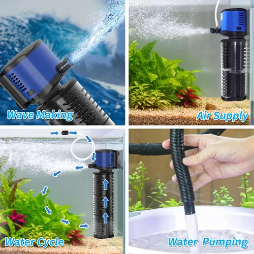 Miniatura 5 de TARARIUM Filtro de Acuario 260GPH para Tanque de Peces de 30-75 Galones, Filtración Interna Sumergible Bioquímica Silenciosa Bomba Potente
