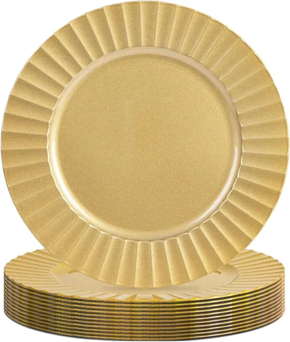 Miniatura 7 de MAONAME Juego de 6 platos base negros de 13", platos base redondos para platos de cena, platos base de plástico, platos base para mesa de boda
