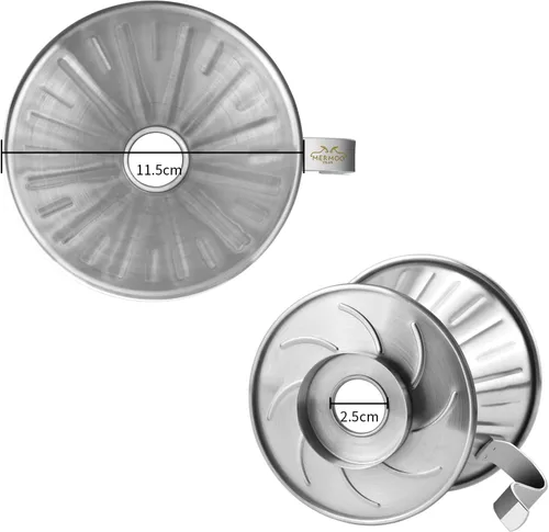 Miniatura 5 de MERMOO YILAN Gotero de café duradero para filtro de metal, gotero de agujero grande para el hogar, oficina, caravana, campamento, viajes (L)