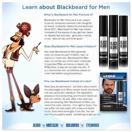 Miniatura 7 de Blackbeard for Men Color instantáneo para barba, bigote, cejas y patillas para todo el día, alternativa temporal e hipoalergénica al tinte para Negro