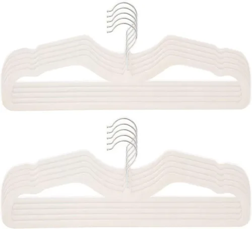Paquete de 50 perchas de terciopelo ultra delgadas y cortas, gancho giratorio de 360 grados, perchas de fieltro antideslizantes duraderas que Beige B