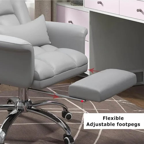 Miniatura 4 de Ergonomic Office Chair with Footrest, High Back PU Leather Executive Computer Chair with 135° Backrest and Lumbar Support for Home Desk Task, Easy