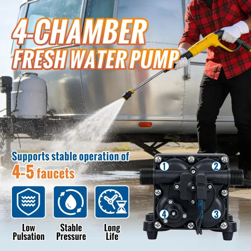 Miniatura 4 de YOUNGTREE Bomba de diafragma de presión de agua de 110 V CA 5.5 GPM, 70 PSI, bomba de transferencia de agua para autocebado de 110 voltios bajo