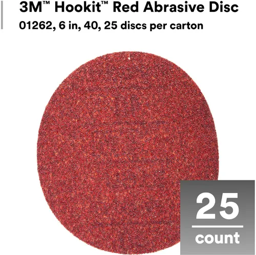 Miniatura 3 de 3M Hookit - P80D, disco de arena abrasiva, rojo, 6 pulgadas., Grado: 40