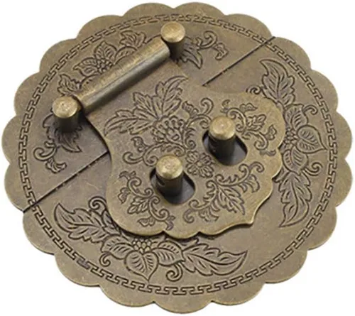 Cerrojo redondo de latón antiguo de 3.54 pulgadas/3.5 in, cerrojo de latón con hebilla, cerradura de cerradura, caja de gabinete, herrajes para