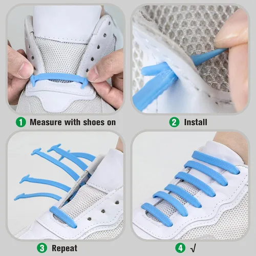 Miniatura 4 de INMAKER Cordones de zapatos que no se atan, para niños y adultos, cordones elásticos para zapatos casuales y cordones de silicona