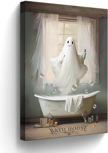 Miniatura 29 de Lienzo decorativo de osos divertidos para pared, cuadros en blanco y negro, decoración de pared de baño, oso sentado en el inodoro, lectura