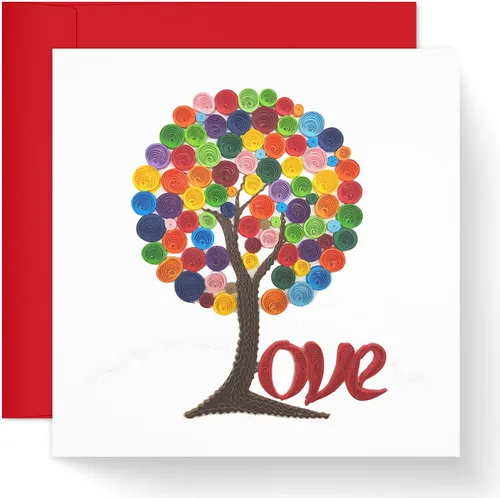 Miniatura 12 de Tarjeta de Felicitación de Aniversario de Amor Tarjeta 3D de Quilling Hecha a Mano para Amor Amigo Mamá Cumpleaños Aniversario Tarjeta Postal