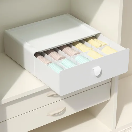 Miniatura 8 de Cajón organizador de ropa interior, cajón de sujetadores de plástico con 1 celda, organizador de armario apilable, caja de almacenamiento