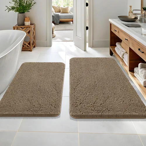 Miniatura 197 de OLANLY Juego de alfombras de baño de 2 piezas, alfombras de baño de chenilla suave y absorbente y alfombra de contorno en forma de U para inodoro
