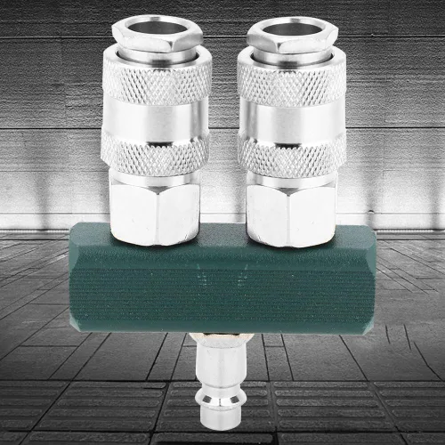 Miniatura 5 de Divisor de manguera de aire, adaptador de compresor de aire de 2 vías de alta calidad con rotación de 360 grados para herramientas neumáticas