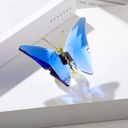 Miniatura 3 de Movdyka Mariposa de Cristal para Mamá Mujeres Mariposa de Metal Decoración de Habitación Colección Figurina Mariposa de Vidrio Azul Artesanía