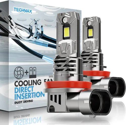 TECHMAX Bombillas antiniebla, 6500 K xenón blanco H-11 con ventilador de refrigeración 40000 lm Plug & Play compatible con Silverado Tahoe