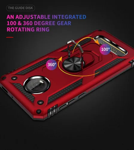 Miniatura 5 de Funda de grado militar para Motorola Moto Z4, Moto Z4 Play Case 360 Metal giratorio anillo soporte soporte magnético para coche Armadura resistente