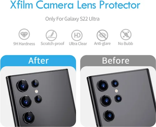 Miniatura 7 de Protector de lente de cámara para Samsung Galaxy S22 Ultra, protectores de lente individuales con marco de alineación, funda protectora de pantalla