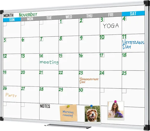 Miniatura 12 de XBoard Calendario de Pizarra Blanca de Borrado en Seco 36 X 24 Pulgadas - Calendario Combinado de Pizarra Blanca Mensual, Pizarra Blanca Magnética +