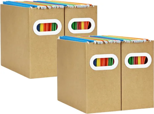 Miniatura 27 de Organizador de archivos colgante, organizador de carpetas de archivos de cartón para tamaño carta, caja de almacenamiento de documentos