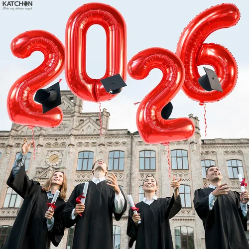 Miniatura 9 de KatchOn - Globos rojos gigantes 2023 de 40 pulgadas, globos de graduación 2023 rojos, decoraciones de fiesta de graduación 2023, globos para Rojo