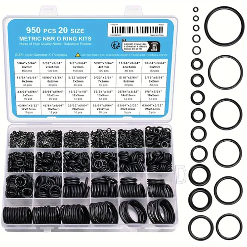 Miniatura 8 de Kit de 100 piezas de arandelas de sellado de metal con unión NBR, 6 variedades (M6, M8, M10, M12, M14, M16) para automoción, bombas, sistemas
