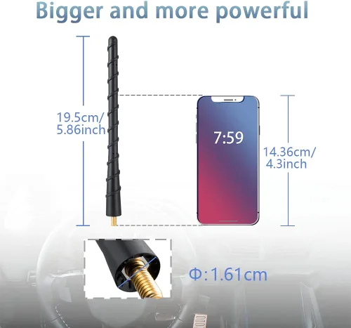 Miniatura 5 de Antena corta de radio de coche de 7.6 pulgadas, antena de goma flexible en espiral de 7.7 in, repuesto para radio de automóvil FM/AM, compatible