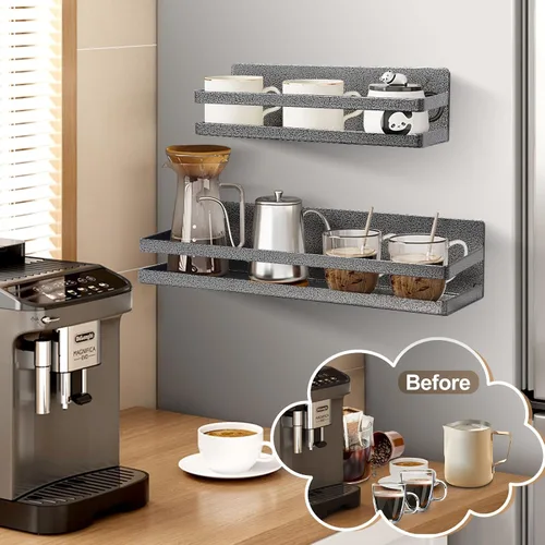 Miniatura 4 de Uten Estante grande para especias para refrigerador, paquete de 2 estantes magnéticos fuertes, organizador de refrigerador movible para cocina