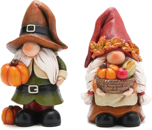 Miniatura 9 de Hodao Figuras de resina de gnomos de Navidad con sombreros rojos y diseño de copo de nieve, bonita estatua coleccionable para decoración de mesa
