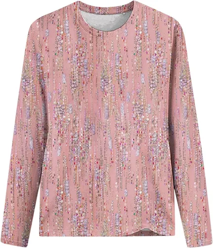 Miniatura 4 de Cute Long Sleeve Tops for Women Dressy Casual Boho Floral Print Crew Neck Petite Shirts Fall Fashion Blouse 2023