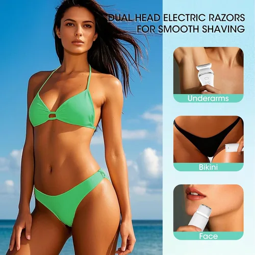 Miniatura 5 de Zesuti Depiladoras de Eliminación de Vello para Mujer - Maquinillas de Afeitar Eléctricas 2 en 1 para Mujer, Recortadora de Bikini de Doble Cabeza