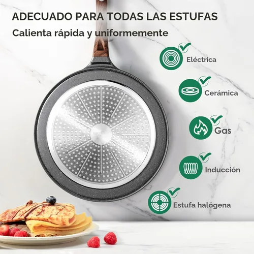 Miniatura 4 de SENSARTE Sartén antiadherente para crepé, sartén Dosa con revestimiento de granito suizo, sartén plana para panqueques, plancha Tawa de 12 pulgadas